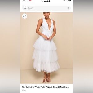 BNWT Tier-ly Divine White Tulle V-Neck Tiered Maxi Dress Size Small & Medium